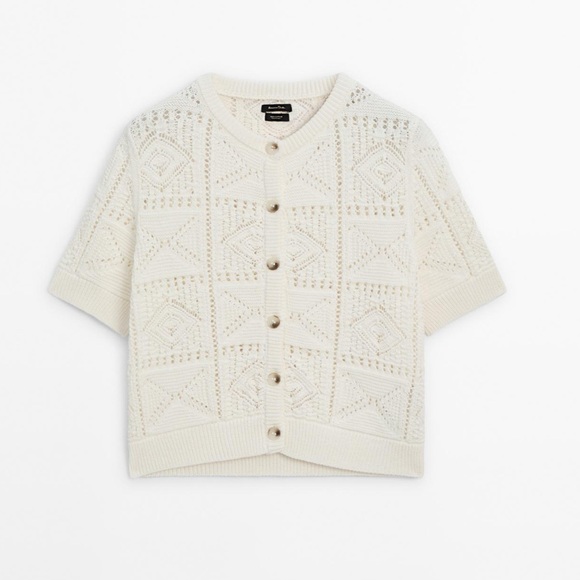 Massimo Dutti Short Sleeve Open Knit Cardigan - Picture 5 of 9